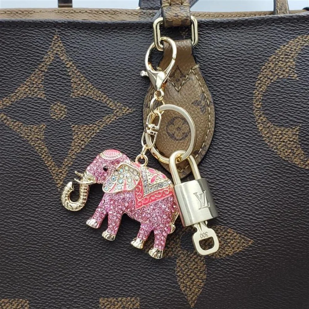 LV Gold Padlock 🔑 Authentic Louis Vuitton Charm + Unbranded Elephant Keychain